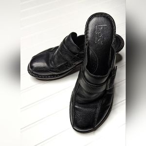 BORN black leather wedges Size 11